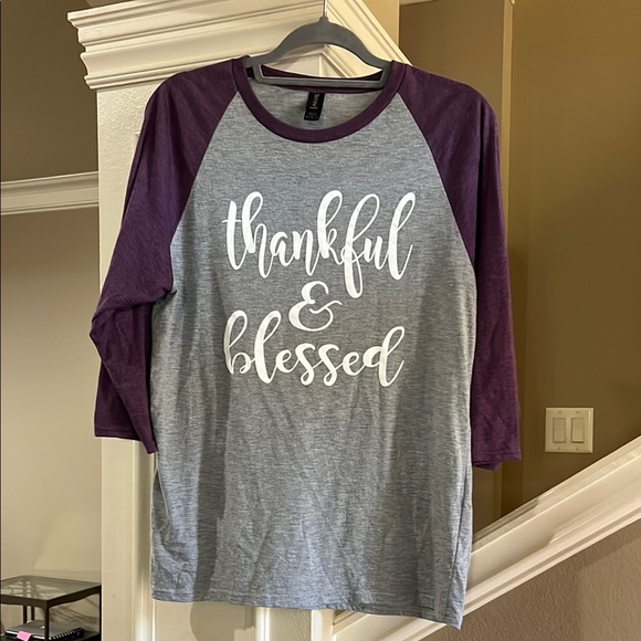 Thankful & Blessed Shirt - Purple and Gray - Picture 1 of 2